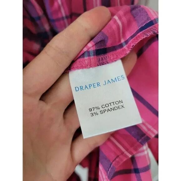 Draper james Loretta Shirt Dress in Pink Angie Plaid S NWOT $150 - Picture 7 of 7